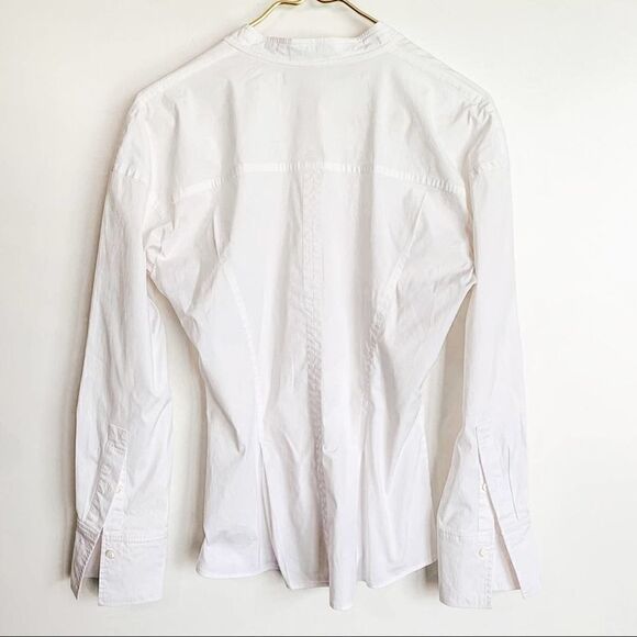Theory BAND COLLAR PLEATED SHIRT White - Picture 6 of 6